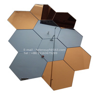 Miroirs décoratifs pour la maison, bronze, carreaux de miroir hexagonal auto-adhésif, carreaux de mosaïque 18x21, vente en gros, pièces