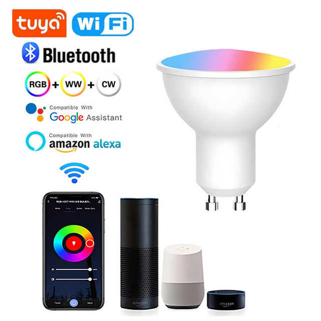 Tuya WiFi GU10 Smart LED Light Bulb Bluetooth GU10 Dimmable Lamps Smart Life App Control Spotlight Bulb Works With Alexa Google