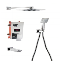 Ensemble de douche pluie mural thermostatique en laiton chromé poli à poignée unique avec cartouche céramique pour hôtels et villas