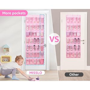 35 Pocket Over The Door <b>Shoe</b> Organizer Pink Oxford Fabric Hanging Rack For <b>Shoes</b> Toys Closet <b>Storage</b> - Product Image 2