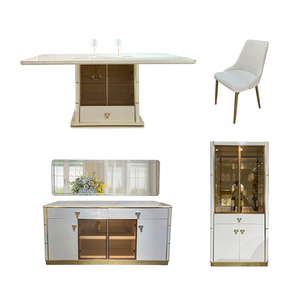 Ensemble <span class=keywords><strong>de</strong></span> Salle à Manger Luxe <span class=keywords><strong>Design</strong></span> Moderne avec Table en Bois Blanc et Chaises pour <span class=keywords><strong>4</strong></span> ou 6 Personnes, Mobilier <span class=keywords><strong>de</strong></span> Maison Complet - Product Image 6