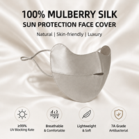 Masque facial de luxe double face 100% soie de mûrier, protection solaire UPF50+, hydratant, rafraîchissant, respirant, coréen