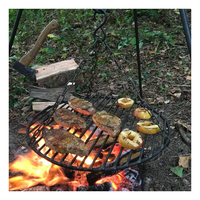 Grilles de cuisson en acier inoxydable 304 BBQ Mesh Fire Pit Ensemble d'accessoires en métal pour l'extérieur avec panier à grille Bâton de charbon de bois et sacs