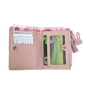 Trendy Lady's Compact <b>Zip</b> <b>Wallet</b> with Tassel Detail Color Block Design Perfect for Students and Daily Use - Product Image 2