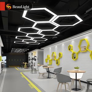 Lampu gantung kreatif desain sarang lebah heksagonal, lampu gantung LED untuk kantor Internet Cafe Gym gaya industri - Product Image 1