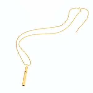 Collana con Ciondolo Silenzioso YiLove in Acciaio Inossidabile Placcato <span class=keywords><strong>Oro</strong></span> 18K, Catena a Maglie, Triangolo Cavo a Fischietto, Trendy Unisex alla Moda - Product Image 5