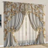 Rideaux de fenêtre imprimés numériquement en 3D pour la décoration du salon, rideaux sur mesure pour hôtel villa