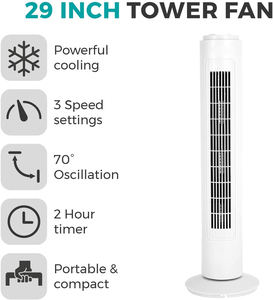 Ventilador de Torre Blanco de Plástico de 29 Pulgadas con Control Mecánico para Uso en Hoteles y Hogares, Ventilador de Torre para Dormitorio Tf-29a - Product Image 2
