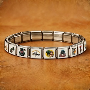 Bracelet à breloques italien style tatouage vintage, motifs audacieux d'art tatoué et de crânes, bijoux punk branchés pour hommes et femmes, vente en gros - Product Image 4