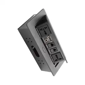 OSWELL Metal up Floor conference table power data usb socket box /UK power cable cubby up socket outlet