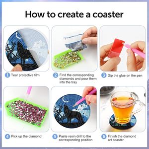 ขายดีที่รองแก้วเพชร8ชิ้นชุดภาพวาดศิลปะแมวน่ารัก DIY ที่รองแก้วมือที่วางจากโรงงานโดยตรงงานศิลปะงานฝีมือเพชร - Product Image 6