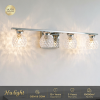 Applique Murale Moderne pour Chambre à Coucher avec Abat-jour en Verre et Miroir, Éclairage de Coiffeuse, Blanc Chaud 2700K, IRC 90, 4 Luminaires