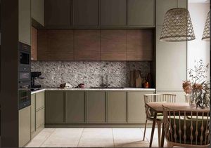 Gabinetes de Cocina de Madera Balom Listos para Armar, Gabinete de Cocina con Puerta Verde Estilo Shake, Gabinetes Personalizados de PVC con Luces LED - Product Image 2