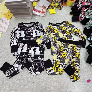 <span class=keywords><strong>Pyjama</strong></span> pliable à manches longues en tissu de bambou pour bébé, imprimé occidental, ensemble pour garçons, vente en gros, prêt à expédier - Product Image 1