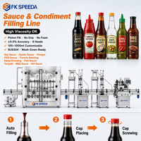 Ligne de remplissage et de bouchage automatique de sauces et condiments, 8 têtes à piston, 100-1000 ml, SUS304, pour sauce soja, ketchup, sauce chili piquante
