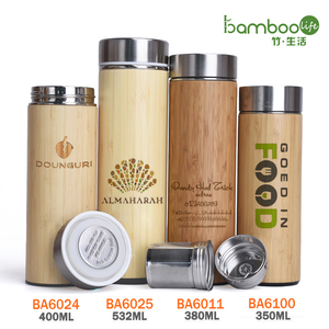 Bouteille d'eau à thé en <span class=keywords><strong>bois</strong></span> en acier inoxydable Offre Spéciale 304, flacon à large bouche, tasse à café, gobelets en bambou, <span class=keywords><strong>Thermos</strong></span> avec infuseur à thé - Product Image 4