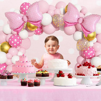 Kit de guirlande de ballons rose 124 pièces, ensemble de ballons en latex rose, blanc et or pour la décoration de fête d'anniversaire de filles, baby shower