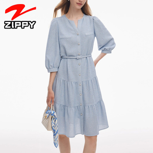 <span class=keywords><strong>Abito</strong></span> <span class=keywords><strong>Midi</strong></span> Casual Elegante con <span class=keywords><strong>Paillettes</strong></span>, Scollo a V, Maniche a Sbuffo e Bottoni Frontali, Personalizzabile OEM - Product Image 1
