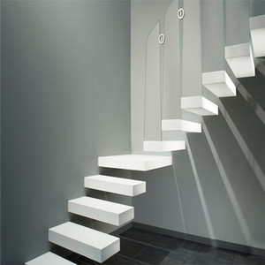 <span class=keywords><strong>Escalier</strong></span> <span class=keywords><strong>droit</strong></span> en marbre <span class=keywords><strong>noir</strong></span>, <span class=keywords><strong>escalier</strong></span> flottant intérieur avec garde-corps en verre fumé - Product Image 4