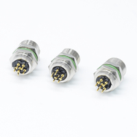 Connecteur industriel automobile M8 circulaire 6 broches étanche IP67 à montage sur panneau femelle, boîtier en laiton nickelé, 2A 30V