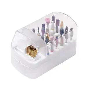 Nail supplies 30 holes plastic display holder nail drill bit storage box case stand