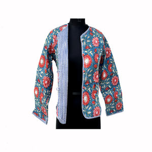 Veste en polaire respirante et réversible pour femmes indiennes, imprimée, 100% coton, manteau court d'hiver - Product Image 6