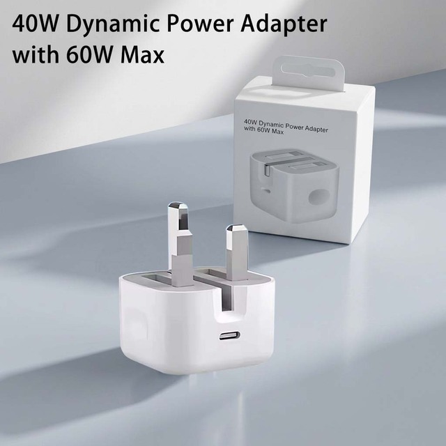 UK Plug Collapsible Type-C PD 40W Travel Adapter Fireproof PC ABS Material for iphone 15 Pro Max Laptop Mobile Phone Earphone