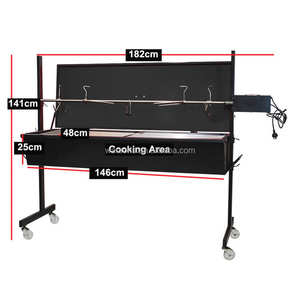 Asador de cerdos Warrior de 60 kg de capacidad, grande, automático, con tapa negra - Product Image 3