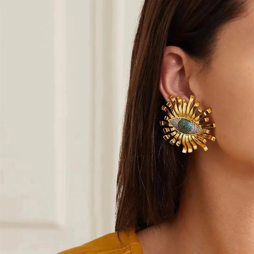 Kaimei Chất Lượng Hoàn Hảo Hợp Kim Cổ Điển Mắt Quyến Rũ Stud Earrings Đối Với Phụ Nữ Thời Trang Trang Sức Bất Thường Vàng Bông Tai Phụ Kiện