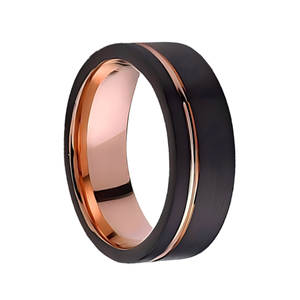 Anello in Carburo di Tungsteno 8mm Nero, Placcato Oro 18K, Oro Rosa, Oro Caffè, con Scanalature Spazzolate, Fede Nuziale all'Ingrosso SZ CHENG JEWELERS - Product Image 6