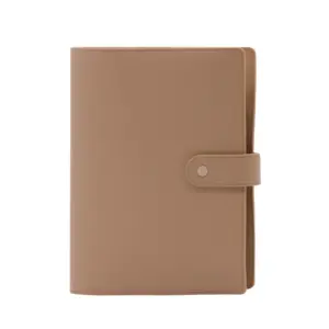 Caderno de agenda A5 com tampa de couro PU personalizada de luxo com fecho de botão