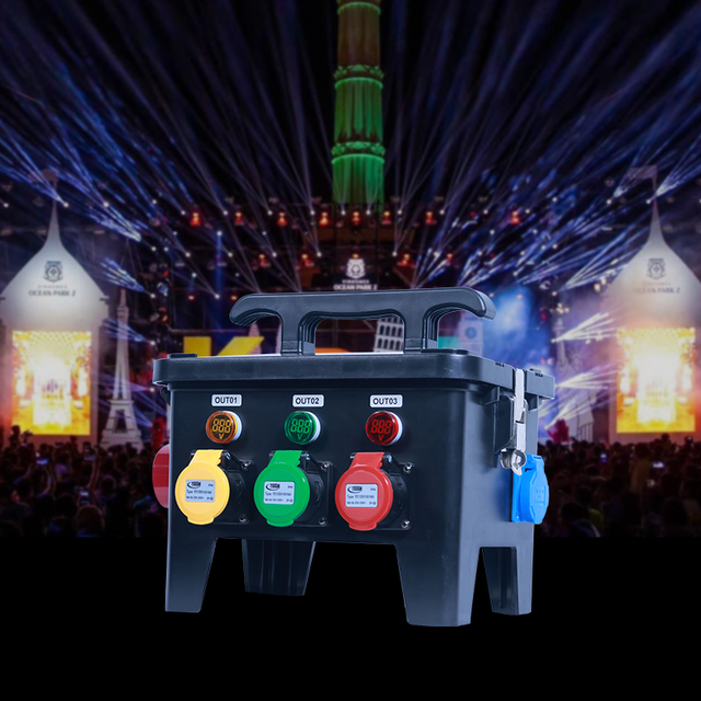 3 Phase Stage Power Distro Box 32A Power Pack Waterproof Events Stage Dj Equipment