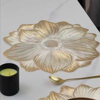Set de table en PVC doré, résistant à la chaleur, classique, écologique, séchage rapide, lavable, pour usage extérieur et restaurant