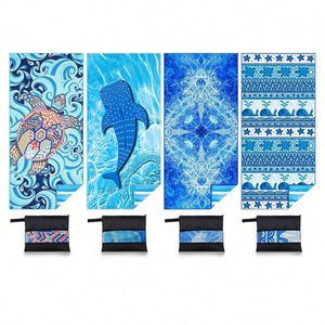 Toalla de Playa de Microfibra Estampada con Diseño Colorido al por Mayor con Bolsa de Malla - Product Image 1