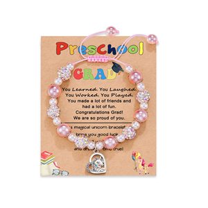 Pulsera Infantil con Dijes, Diseño de Unicornio, Perlas Rosadas Shambhala, Aleación Trenzada, para Jardín de Niños - Product Image 5