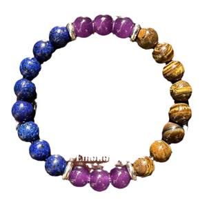 Bracelet en <span class=keywords><strong>pierre</strong></span> scintillante naturelle <span class=keywords><strong>Lapis</strong></span> <span class=keywords><strong>Lazuli</strong></span> oeil <span class=keywords><strong>de</strong></span> tigre Bracelet en <span class=keywords><strong>pierre</strong></span> précieuse à trois é<span class=keywords><strong>l</strong></span>éments cristal 8mm corde extensible Bracelet en perles - Product Image 5