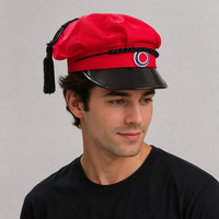 Chapeau de remise de diplôme norvégien personnalisé Russehue rouge avec long pompon, casquette traditionnelle à visière pour lycéen