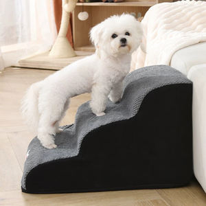 Escalones Modernos de Espuma Viscoelástica de Lujo para Perros y Gatos, Peldaños Antideslizantes, 2/3/4 Escalones, Cubierta Extraíble Ecológica, Escaleras para Mascotas Pequeñas/Medianas - Product Image 1