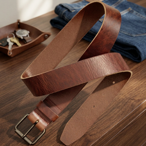 Long Lasting Quality Unisex <b>Cow</b> Hide Leather Heavy Duty Waterproof Eco-Friendly Lightweight Square Steel Pin Buckle Solid Belt - Product Image 1