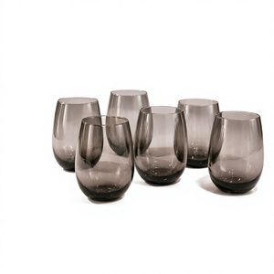 Verre à vin moderne sans pied fumé, coupe inclinée pour vin rouge et blanc, idéal pour mariage, maison, restaurant, prix de gros - Product Image 1