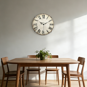 Reloj de Pared Grande de 14 Pulgadas, Color Marfil, Plástico Convexo, Estilo Rústico con Números Romanos, Cuarzo, Funciona con Batería, para Sala de Estar Clásica o Suburbana - Product Image 3