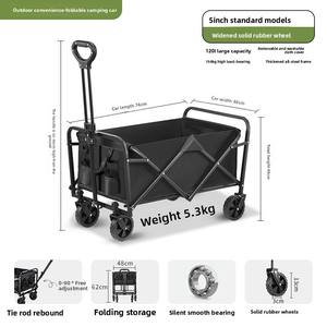 Chariot pliable à <span class=keywords><strong>4</strong></span> roues avec plate-forme PP, chariot portable à quatre roues pour le camping en plein air - Product Image 3