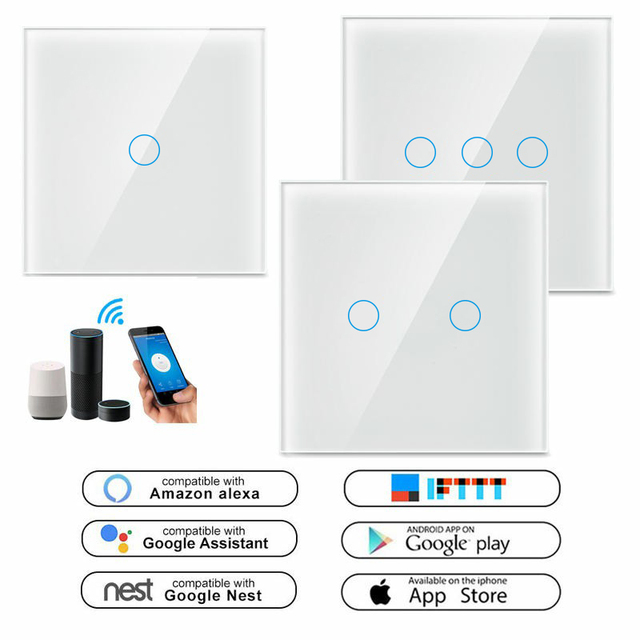 Tuya Smart Switch 1/2/3/4 Gang Sockets and Switches Electrical With and Exclusive App Smart Home Products Device