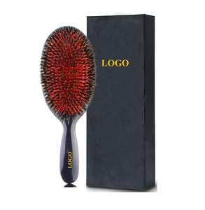 HEYAMO Private Label Hard Medium Hair Brush Pig Boar Bristle Brush Hairbrush Detangling Wig Hair Extensions Cushion Paddle Brush