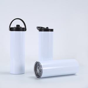 Gobelet isotherme droit de 20 oz avec couvercle et poignée, portable, pour extérieur, voiture, en acier inoxydable, pour personnalisation DIY du logo. - Product Image 1