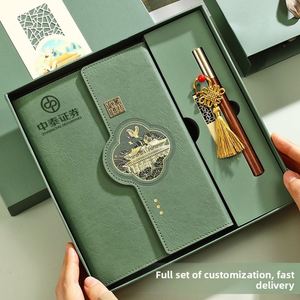2026 High Quality Stylish Chinese-Style Trendy A5 Business Notebook Dowling Paper Faux Leather Cover <b>Gift</b> <b>Box</b> Set Work Souvenir - Product Image 2