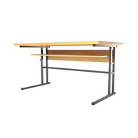 Bureaux d'école doubles pour étudiants, table et banc scolaires avec plateau en bois