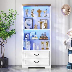 Vetrina Espositiva in Metallo con Porta in Vetro Trasparente, Autoportante, con Cassetti e Illuminazione LED per <span class=keywords><strong>Negozi</strong></span> Commerciali - Product Image 1