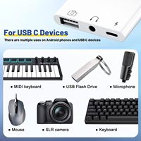 Adaptador eficiente 3 en 1 USB C a USB OTG Tipo C a divisor de auriculares de audio auxiliar de 3,5mm con Carga rápida