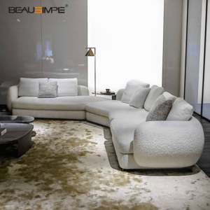 Canapé d'angle en tissu incurvé minimaliste haut de gamme italien Saint Germain Villa Living Room - Product Image 2